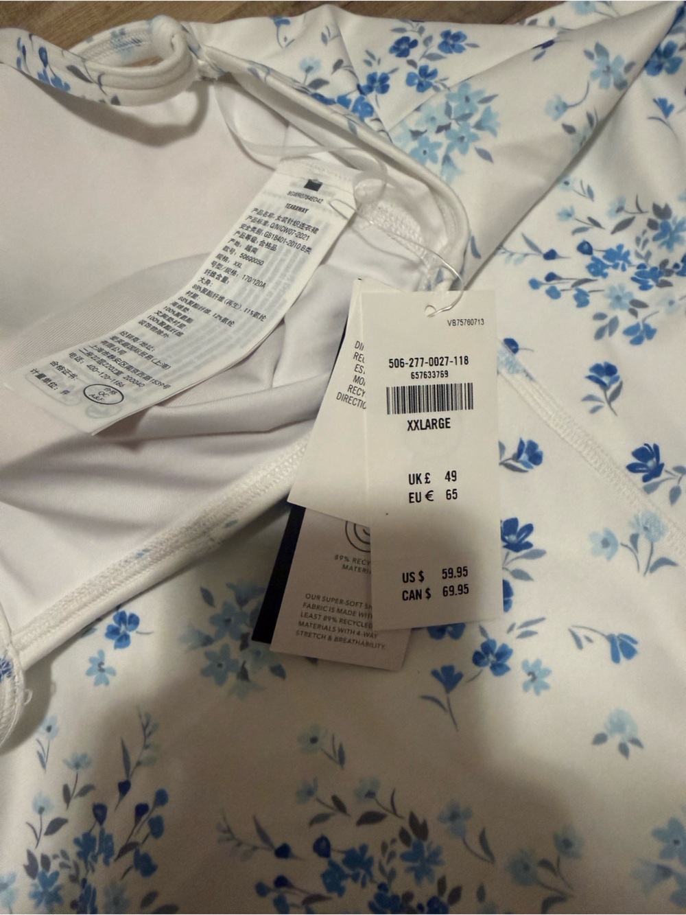 NWT Gilly Hicks White and Blue Floral Athletic Dress - Picture 4 of 7